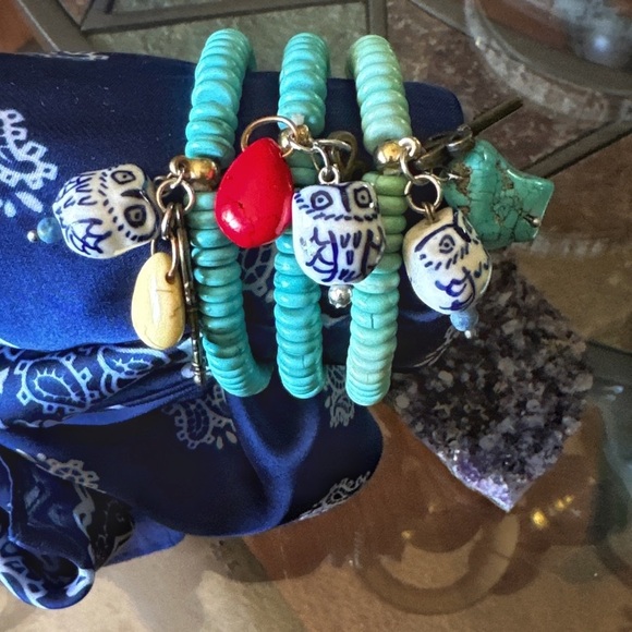 Alquimia Turquoise and Red Beaded Bracelet Set - Picture 1 of 12